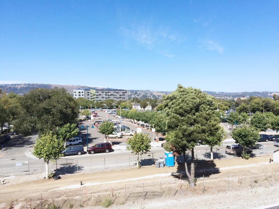 View from Coliseum BART station before the construction of  Coliseum Place, affordable housing in Oakland, Ca