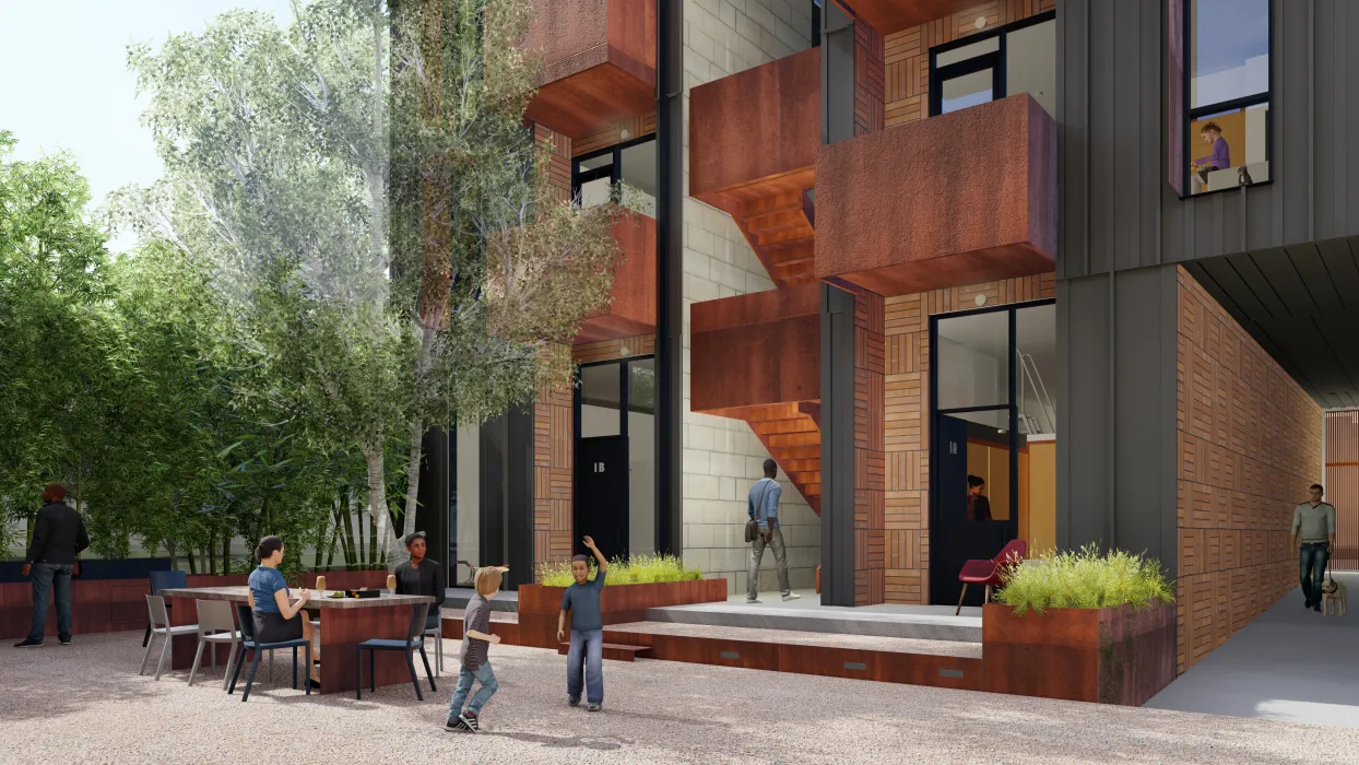 Rendering of the courtyard for 2323 2nd Avenue South in Birmingham, Alabama.