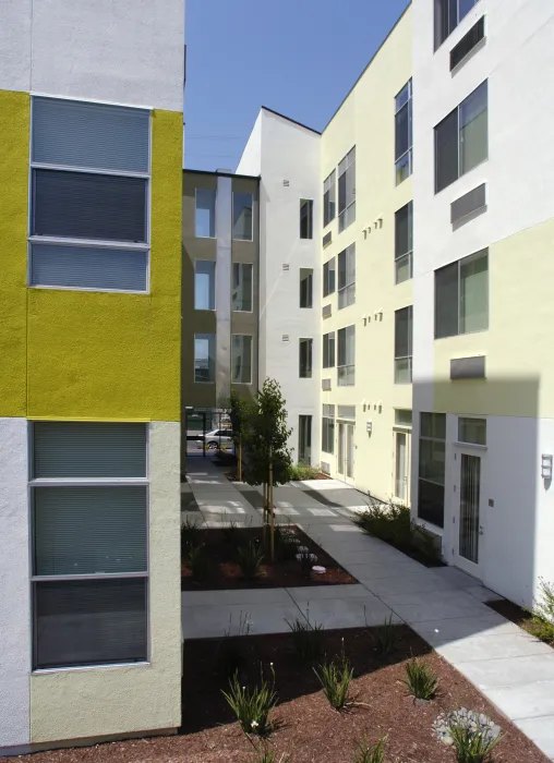 View of the courtyard at Art Ark in San Jose, California.