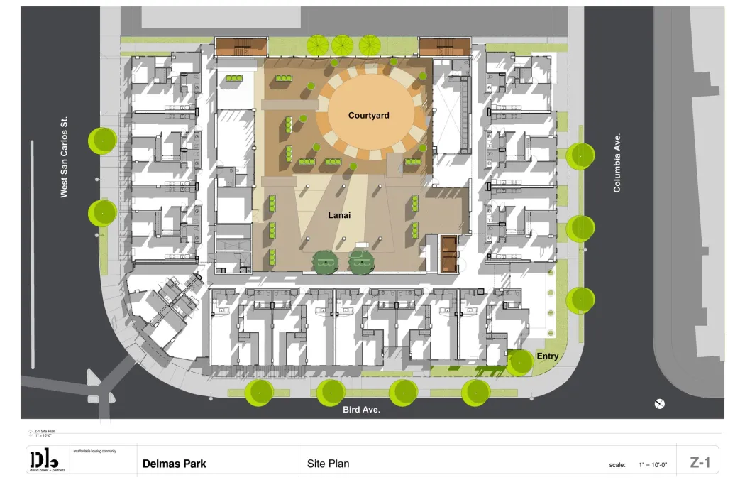 Site plan for Delmas Park in San Jose, California.