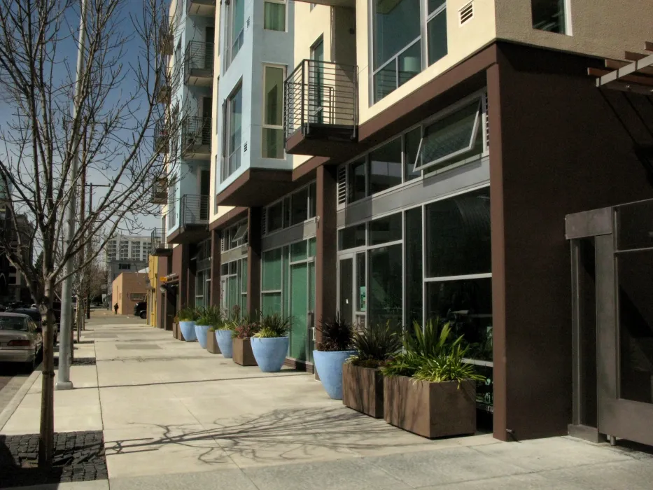 Detail of live-work units at 200 Second Street in Oakland, California.