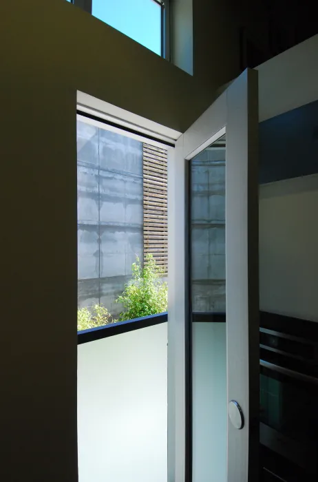 Balcony inside a unit at Blue Star Corner in Emeryville, Ca.