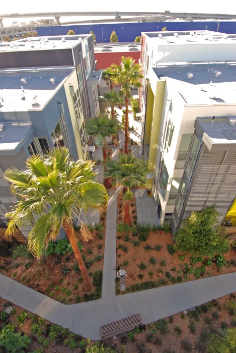 View from above of Blue Star Corner in Emeryville, Ca.