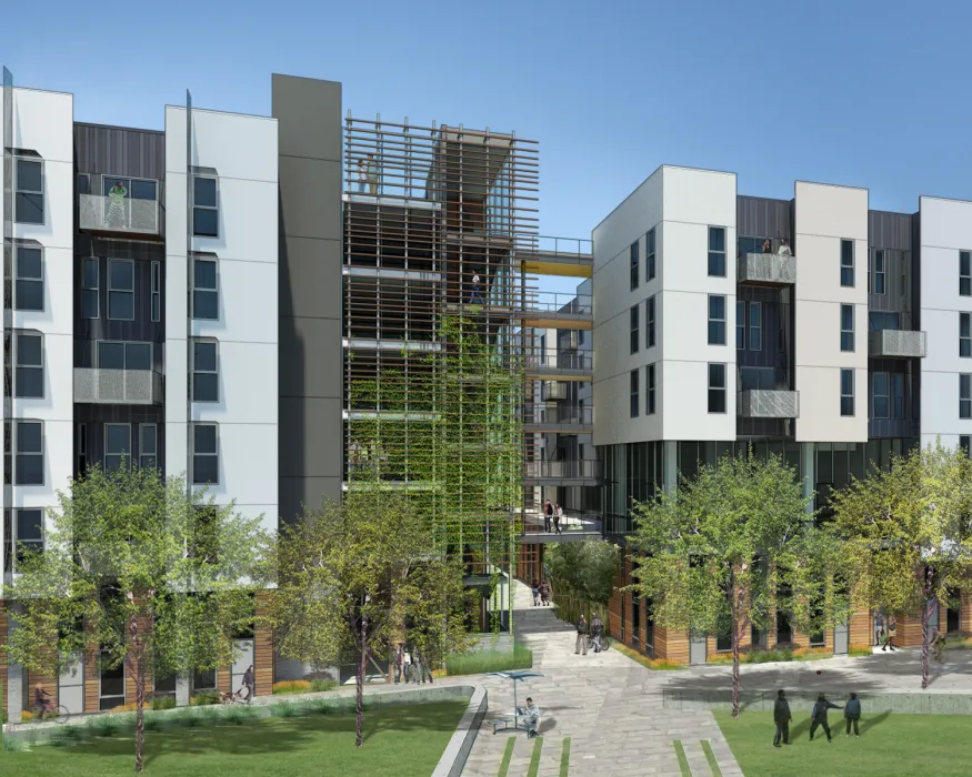 Rendering of exterior view of Potrero 1010 in San Francisco, CA.