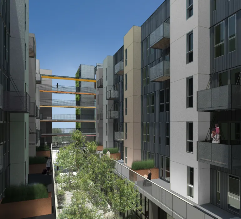 Rendering of exterior view of Potrero 1010 in San Francisco, CA.