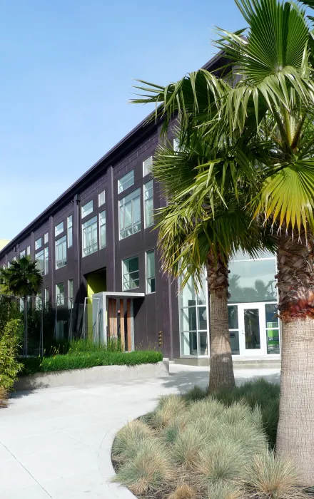 Exterior view of the entry to Pacific Cannery Lofts in Oakland, California.