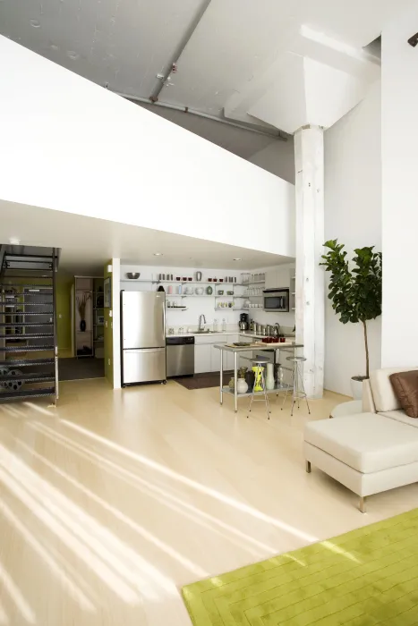 Interior view of a loft unit at Pacific Cannery Lofts in Oakland, California.
