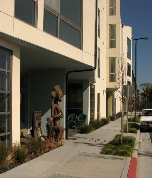 Storefront at one of the live/work units at Pacific Cannery Lofts in Oakland, California.