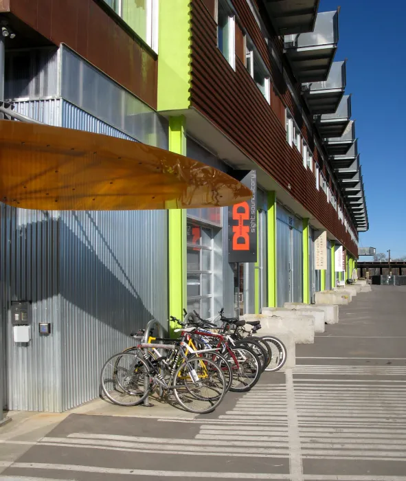 Bikes parked outside of Taxi 2 in Denver, Colorado. 