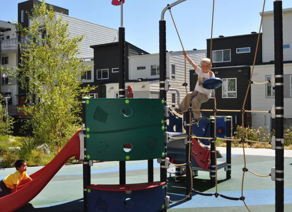 Children's playground in the courtyard of Armstrong Place in San Francisco.