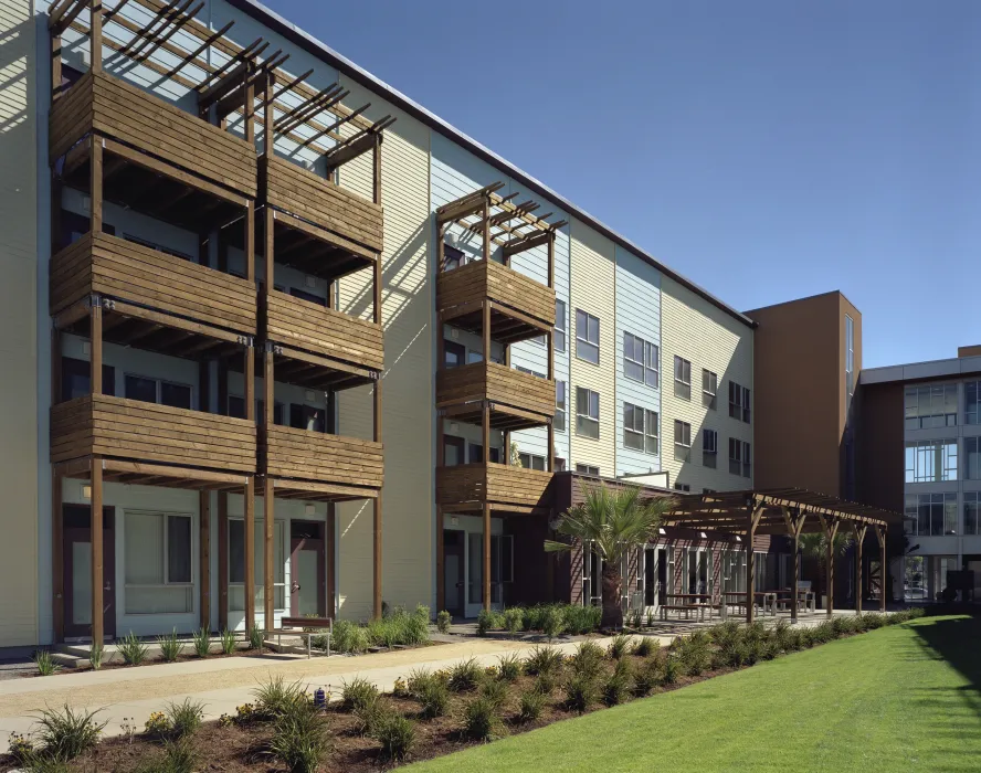 Residential courtyard at Crescent Cove in San Francisco.