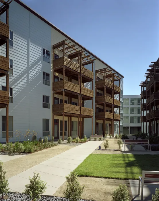 Residential courtyard at Crescent Cove in San Francisco.