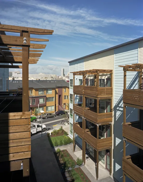 View from residents balcony with San Francisco in the background.