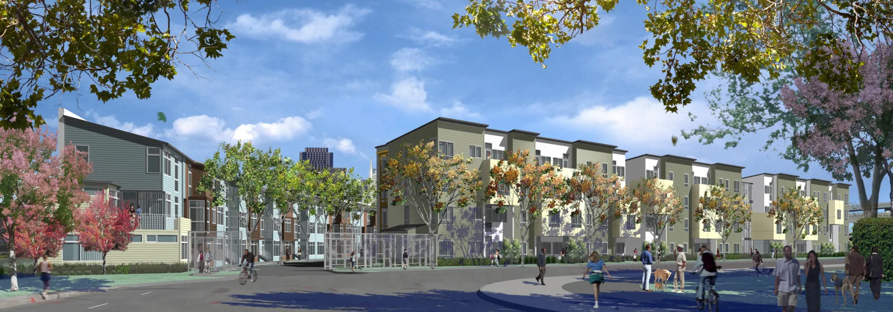 Rendered street view of Crescent Cove in San Francisco.