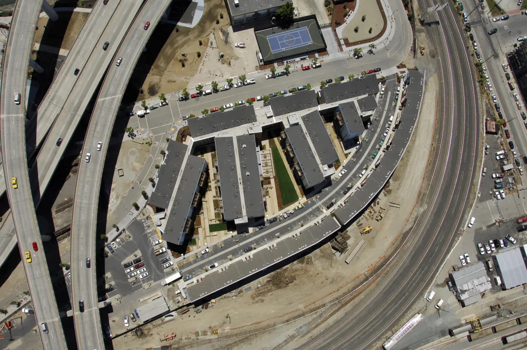 Aerial view of Crescent Cove in San Francisco.