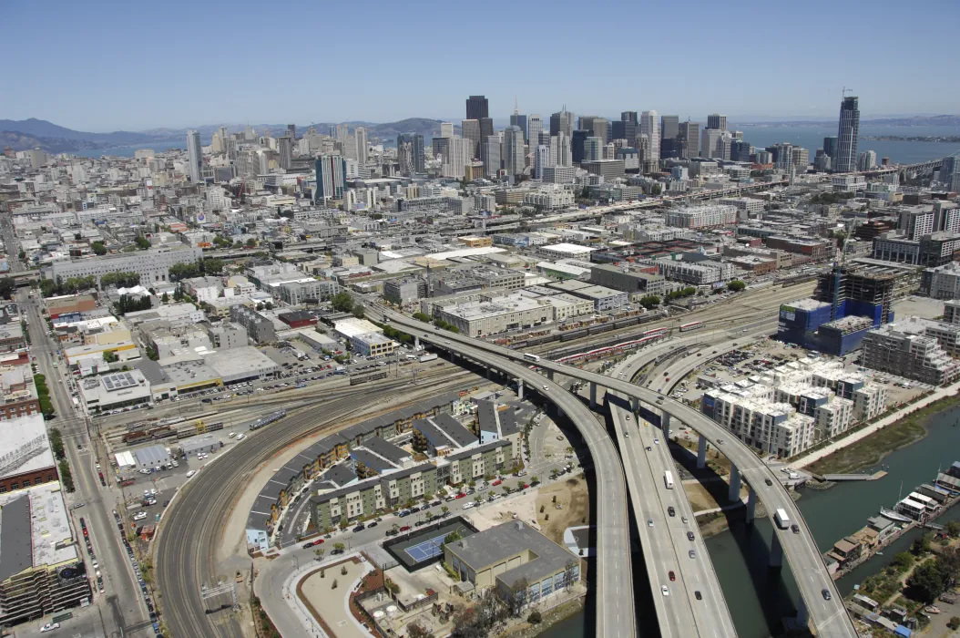 Aerial view of Crescent Cove in San Francisco.