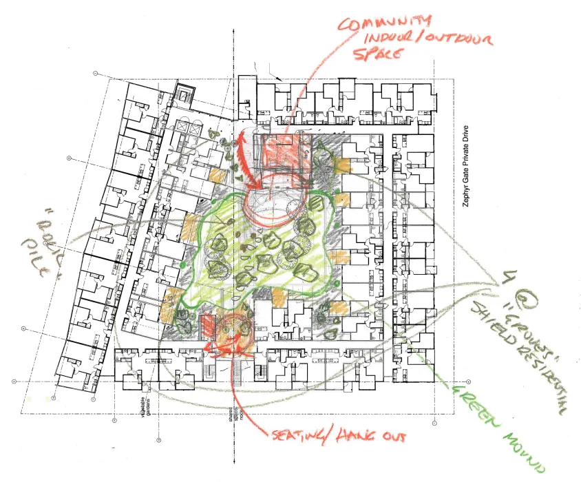 Sketch of the landscape for Ironhorse at Central Station in Oakland, California.