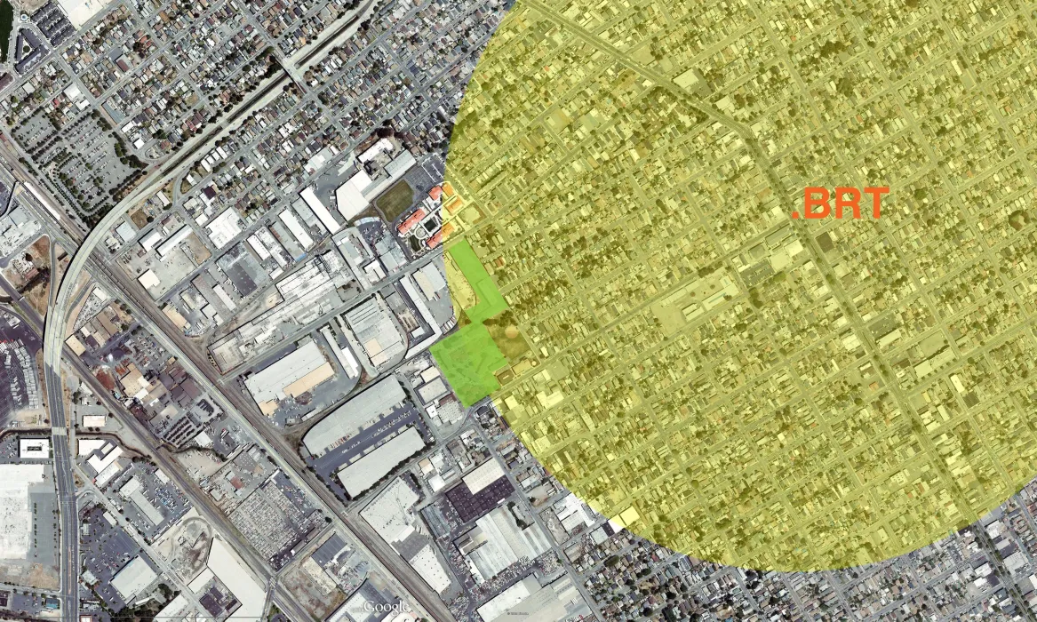 Context of bus lines vicinity for Tassafaronga Village in East Oakland, CA. 