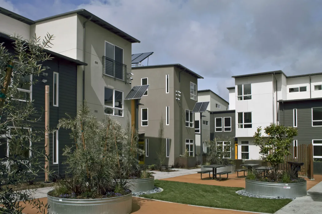 Courtyard at Tassafaronga Village in East Oakland, CA. 