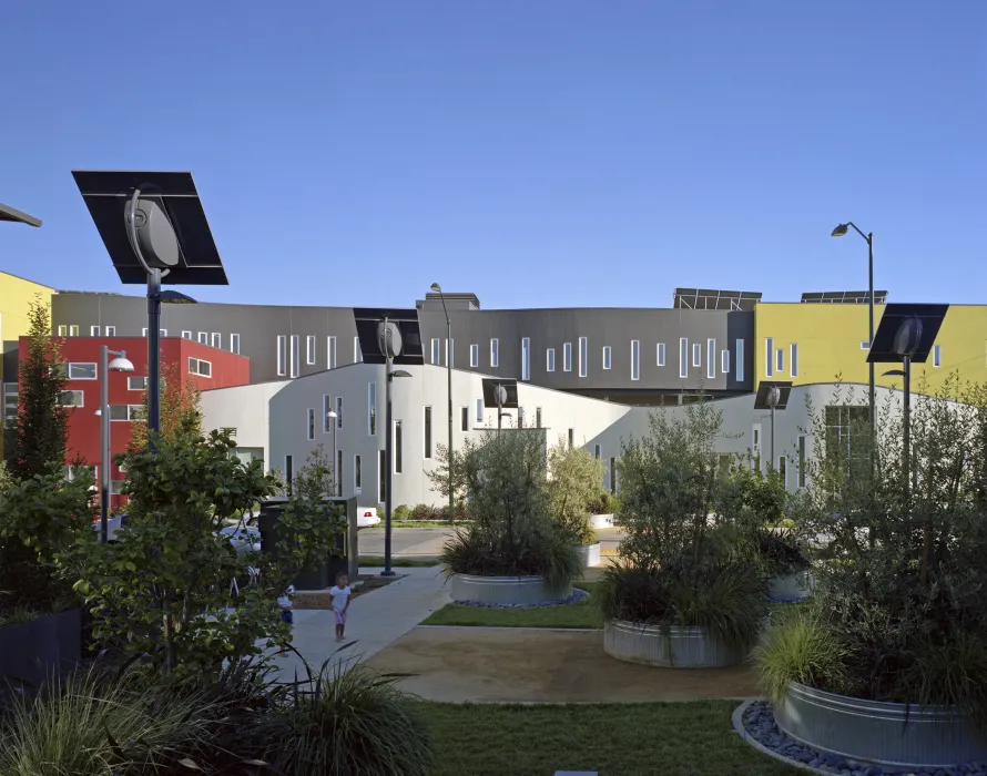 Exterior view of Tassafaronga Village in East Oakland, CA. 