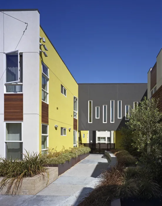 Exterior of Tassafaronga Village in East Oakland, CA. 