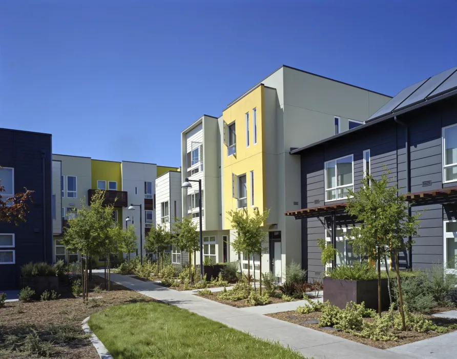 Exterior of Tassafaronga Village in East Oakland, CA. 