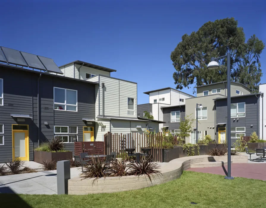 Exterior view of Tassafaronga Village in East Oakland, CA. 