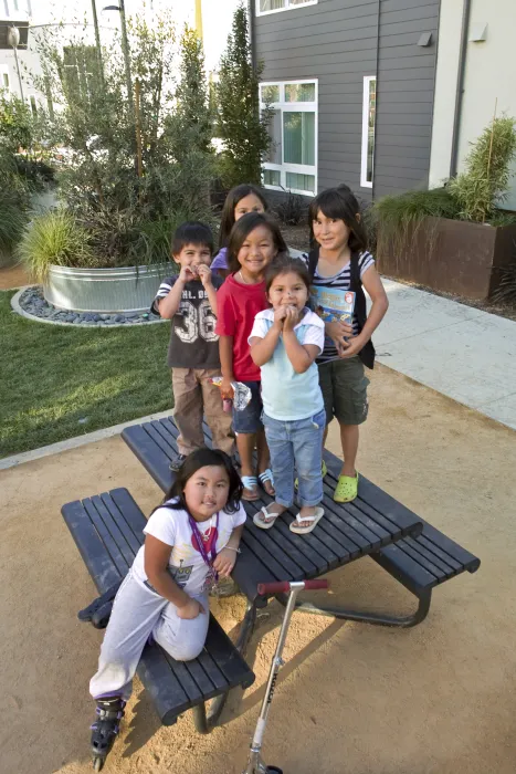 Children playing at Tassafaronga Village in East Oakland, CA. 