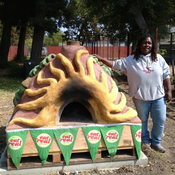 Wood fired pizza oven at Tassafaronga Village in East Oakland, CA. 