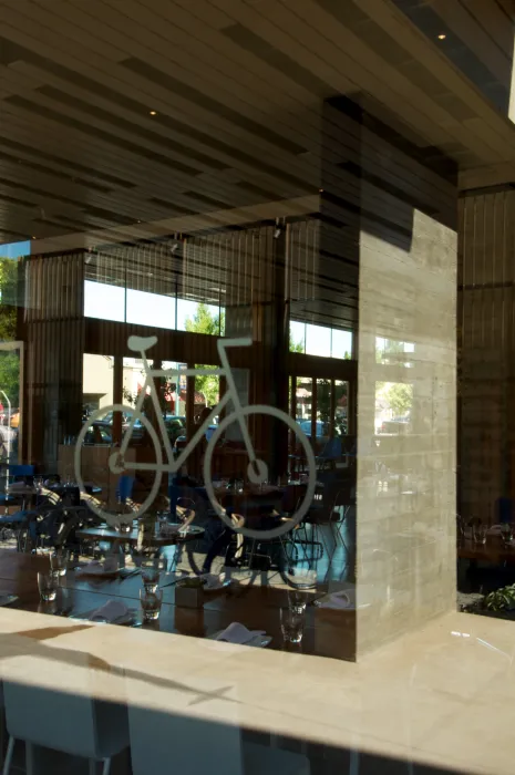 Glass bike symbol at h2hotel in Healdsburg, Ca.