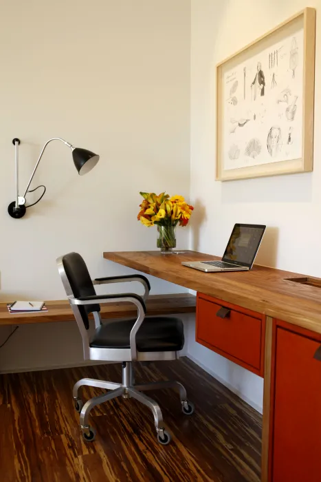 Desk inside hotel suite at h2hotel in Healdsburg, Ca.