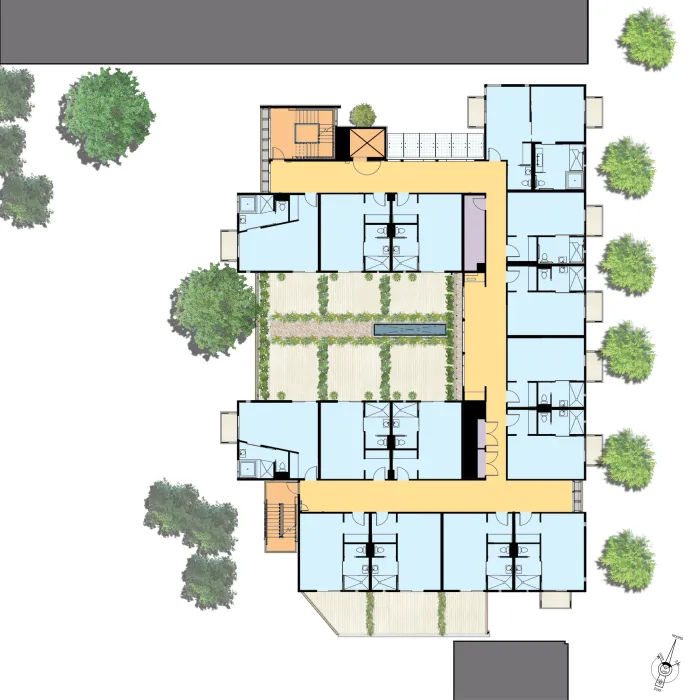 Level two site plan of h2hotel in Healdsburg, Ca.
