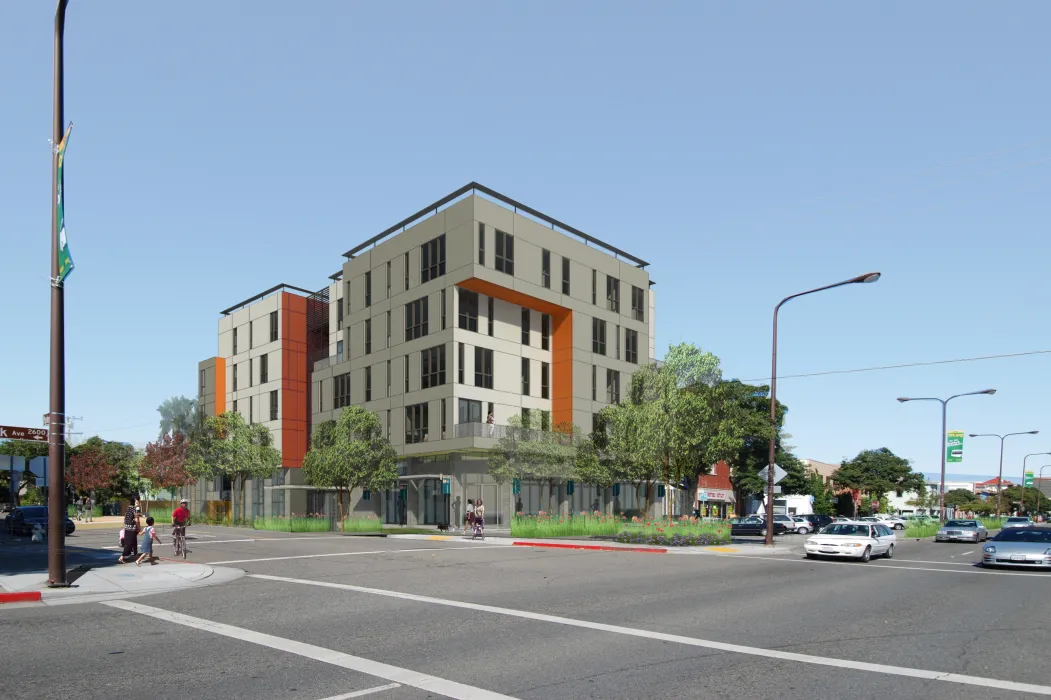 Exterior rendering of Parker Place in Berkeley, California.