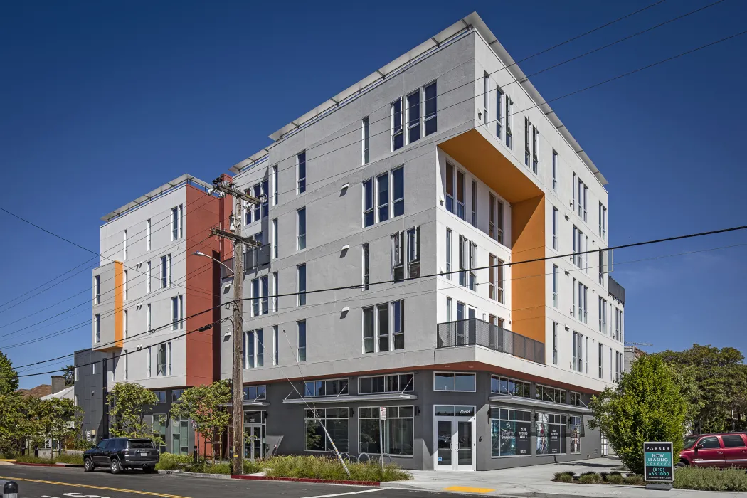 Exterior street view of Parker Place in Berkeley, California.