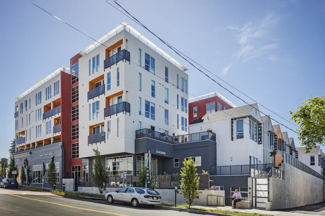 Exterior street view of Parker Place in Berkeley, California.