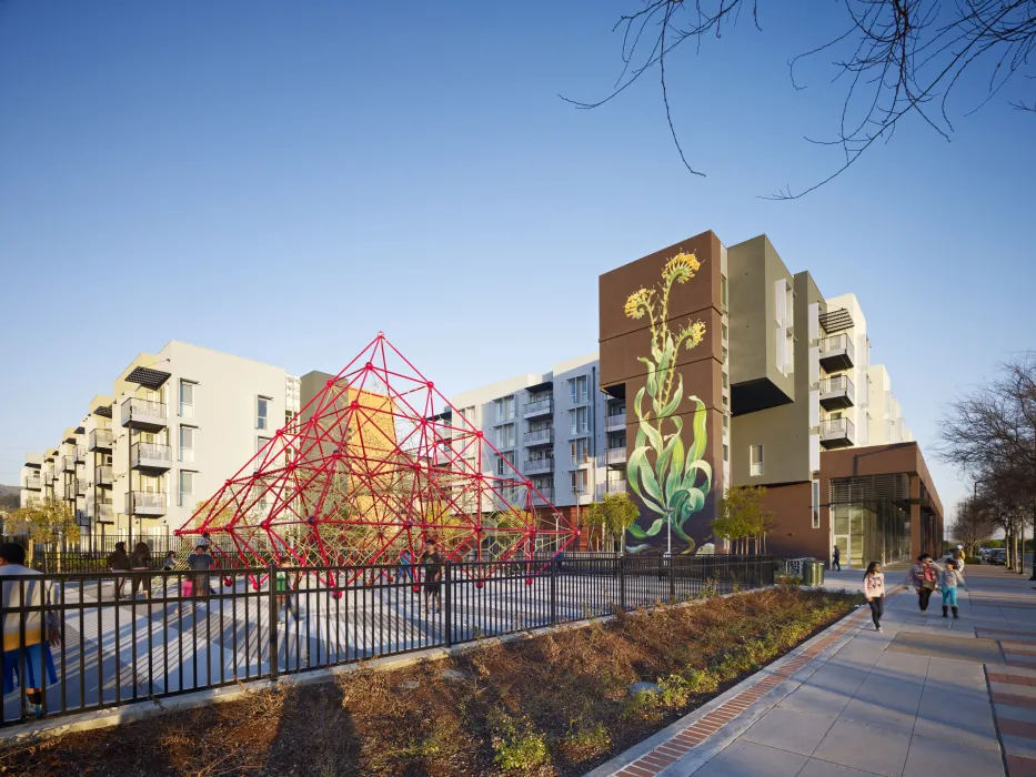 Exterior view of Station Center Family Housing in Union City, Ca.