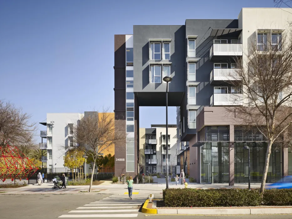 Exterior view of Station Center Family Housing in Union City, Ca.