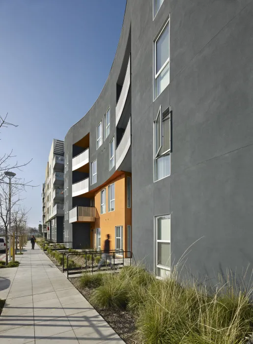 Pedestrian walkway at Station Center Family Housing in Union City, Ca.