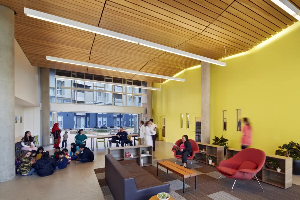 Community lounge inside Station Center Family Housing in Union City, Ca.