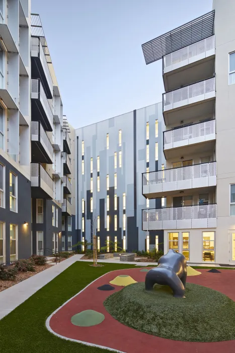 Courtyard at Station Center Family Housing in Union City, Ca.