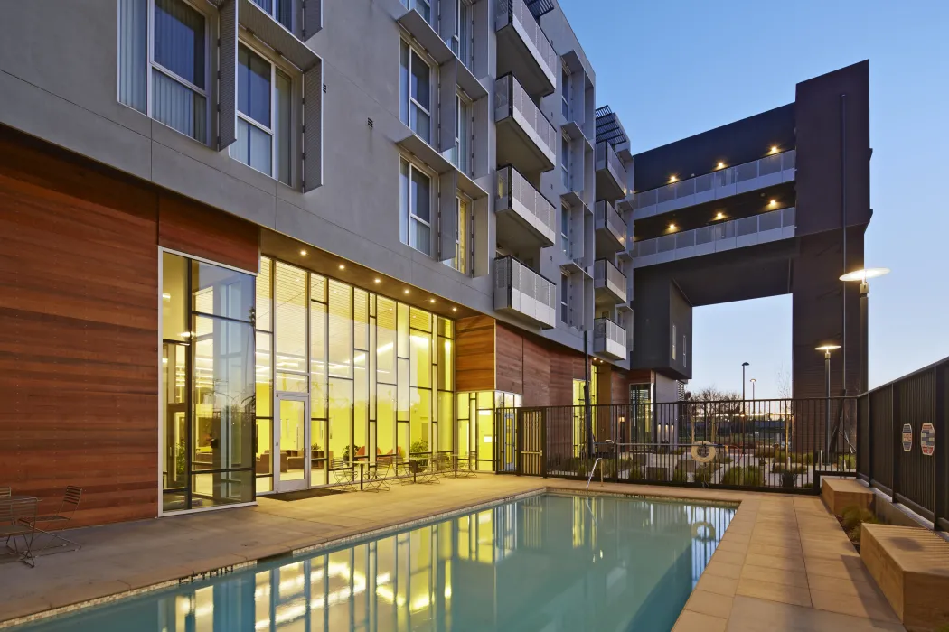 Pool area at Station Center Family Housing in Union City, Ca.