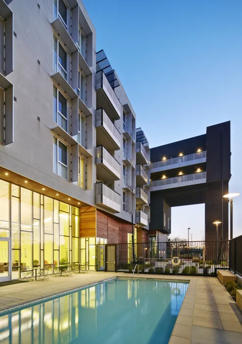 Pool area at Station Center Family Housing in Union City, Ca.