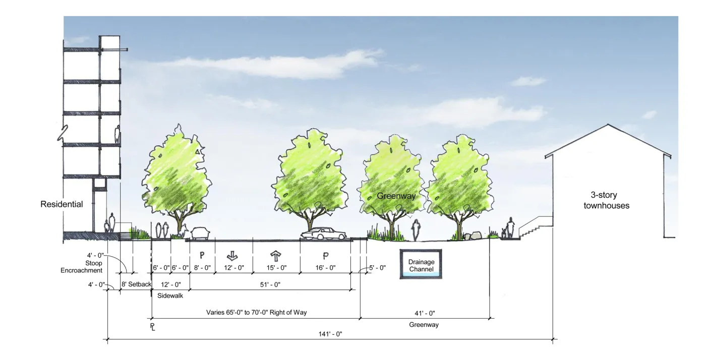 Sketch of Station Center Family Housing in Union City, Ca.