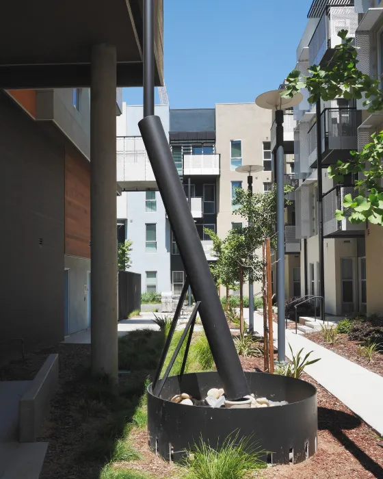 Large rain collector at Station Center Family Housing in Union City, Ca.