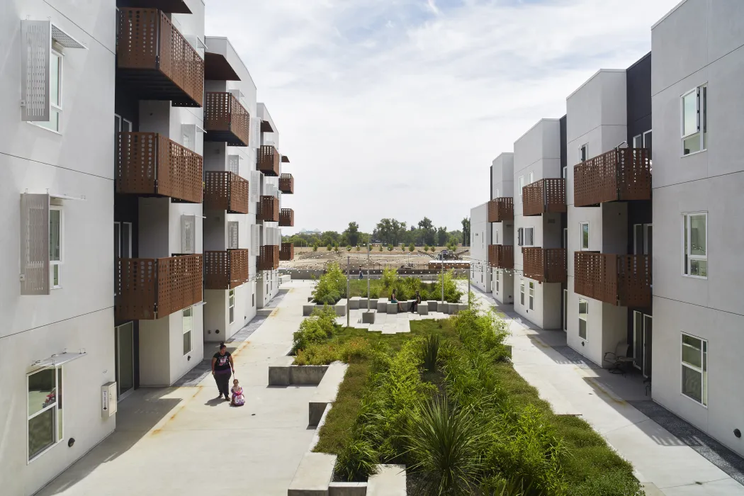 Courtyard inside Rivermark in Sacramento, Ca.