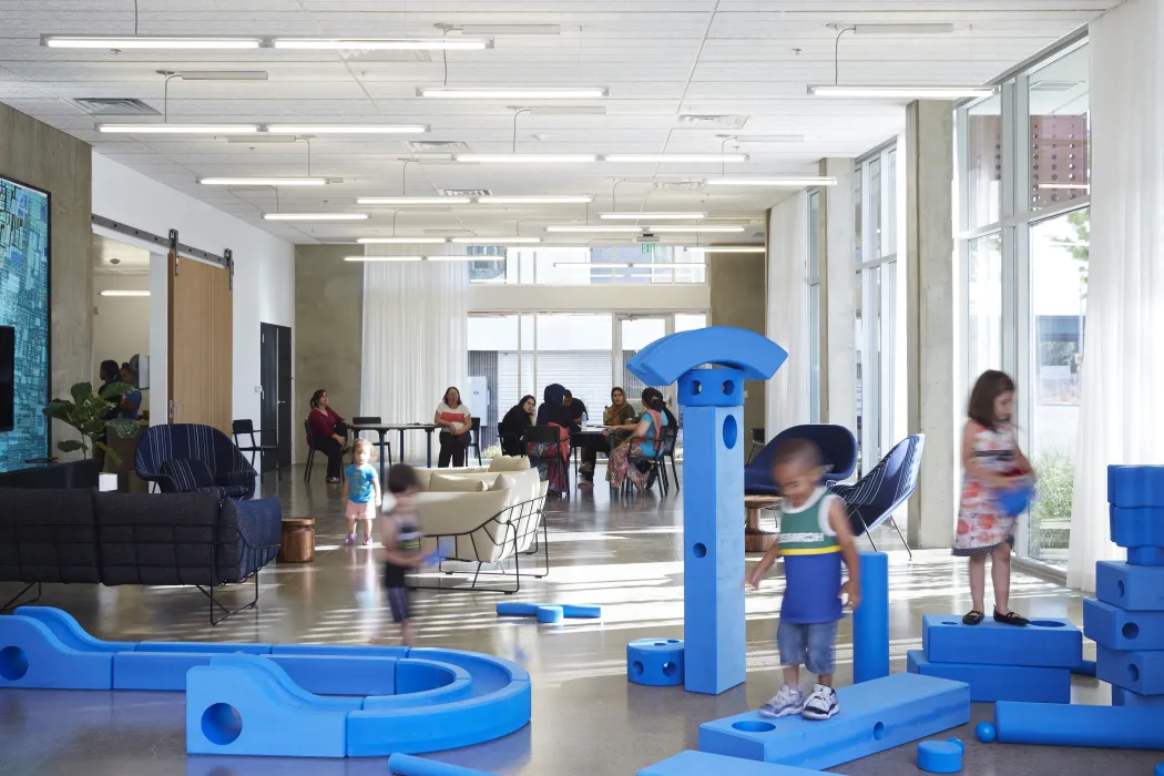 Community room inside Rivermark in Sacramento, Ca.