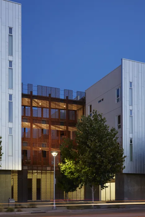 Open-air bridges night at the Rivermark in Sacramento, Ca.