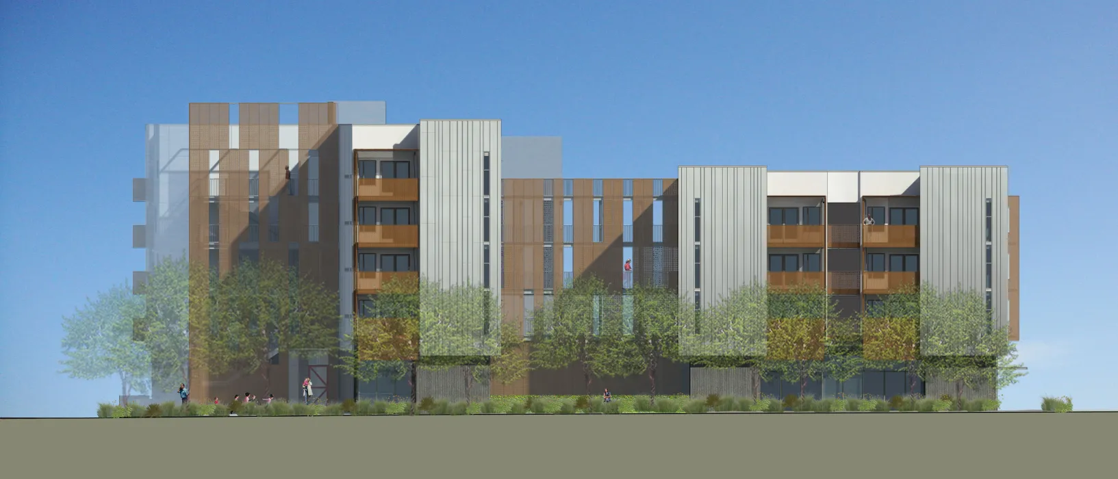 Rendered west elevation of Rivermark in Sacramento, Ca.