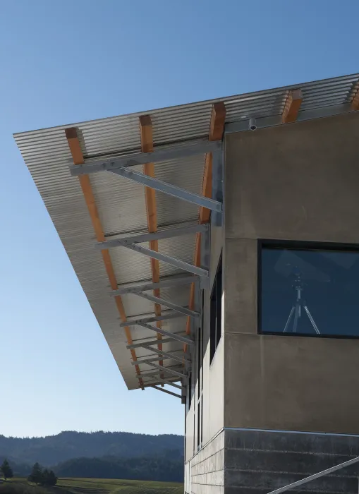 Metal rafter roof at Healdsburg Rural House in Healdsburg, California.