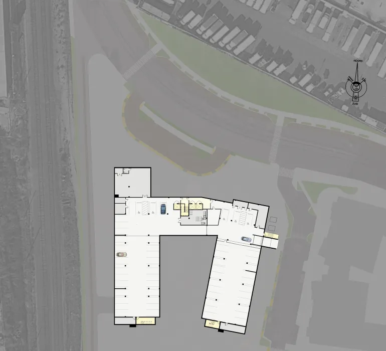 Diagram of the basement floor plan of Dr. George Davis Senior Building in San Francisco.